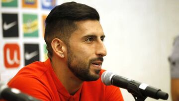 ****COBERTURA DISPONIBLE SOLO PARA CLIENTES ESPECIALMENTE ABONADOS*****
Futbol, conferencia de prensa de los seleccionados chilenos en Miami
El jugador de la seleccion chilena Guillermo Maripan participa de una conferencia de prensa en el hotel Renaiss