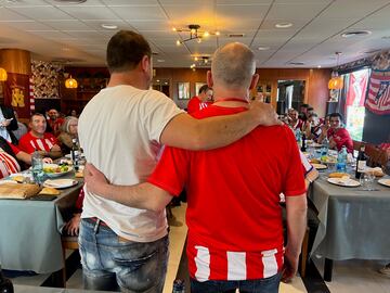 Jordi Lardín y Busta, presidente de la peña, en un momento de la comida aniversario. 