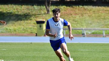 Marcos Peña, en un entrenamiento del Almería.