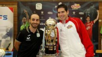 Ricardinho (izda) y Kike Boned (dcha) en la presentaci&oacute;n de la final de liga 2013-2014.