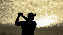 NASSAU, BAHAMAS - DECEMBER 01: Jon Rahm of Spain plays his second shot on the 18th hole during the first round of the 2022 Hero World Challenge at Albany Golf Course on December 01, 2022 in Nassau, . (Photo by David Cannon/Getty Images)