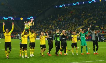 Borussia Dortmund players celebrate after the 1-0 win over Chelsea.