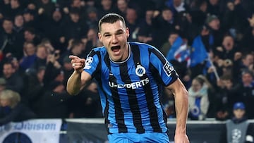 Jutglà celebra el gol al Atalanta.