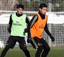 James, presente en la última práctica del Madrid en 2019
