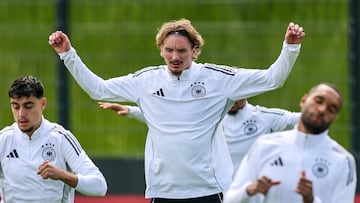 Herzogenaurach (), 03/06/2025.- national soccer team player Nick Woltemade takes part in a training session in Herzogenaurach, , 03 June 2025. will face Portugal in their UEFA Nations League semi-final match on 04 June in Munich. (Alemania) EFE/EPA/RONALD WITTEK
