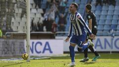 Lucas P&eacute;rez celebra un gol con la camiseta del Deportivo de la Coru&ntilde;a.