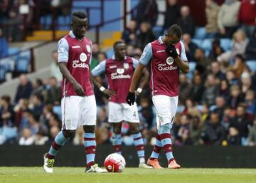 Aston Villa's Jordan Ayew looks dejected after Bournemouth's first goal