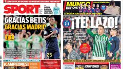 Portadas de los diarios Sport y Mundo Deportivo del d&iacute;a 9 de marzo de 2020.