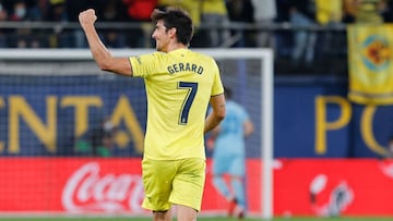 Gerard Moreno celebra un gol con el Villarreal.