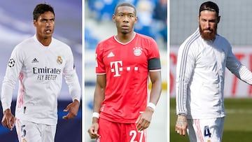 Raphael Varane, David Alaba y Sergio Ramos.