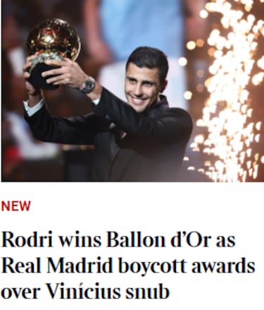 The worldwide reaction to Rodri’s Ballon d’Or as Vini Jr misses out