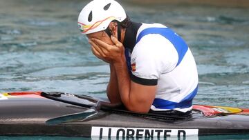 David Llorente termina ¨²ltimo en la final K1 masculina de pirag¨¹ismo. Con una bajada sin fallos, en el segundo tramo fue penalizado por saltarse una puerta y tocar en otra.