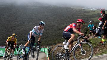 Enric Mas y Primoz Roglic ascienden el Collado Fancuaya pegados a la rueda del maillot rojo, Remco Evenepoel, en la octava etapa de La Vuelta.