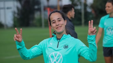 Nuria Rábano, durante un entrenamiento del Wolfsburgo.