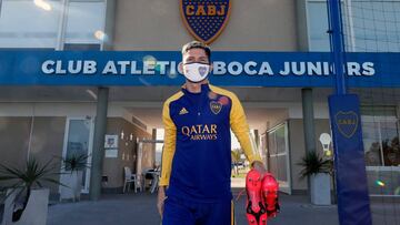 Jorman Campuzano antes de un entrenamiento con Boca Juniors.