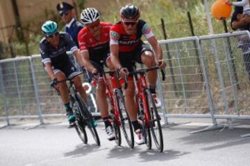 Silvan Dillier, Jasper Stuyven y Lukas Postlberger , tres de los escapados de la jornada.