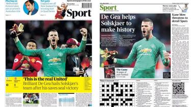 De Gea, héroe de los periódicos de Inglaterra tras el Tottenham