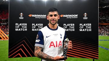'Cuti' Romero, MVP de la final entre el Tottenham y el Manchester United.