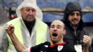 Toquero celebra un tanto de la última victoria del Athletic en el Calderón.