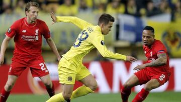 El jugador del Villarreal Denis Suárez, en el partido de ida de semifinales de Europa League.