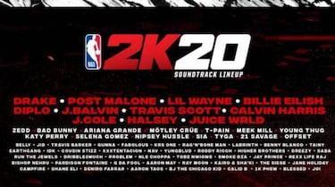 Lista de canciones de NBA 2K20, una oda al rock y al hip hop