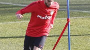 Carrasco, en el entrenamiento con el Atlético.