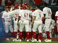Ronald Bolanos of Diablos Rojos de Mexico during to game one between Tigres de Quintana Too and Diablos Rojos del Mexico as part of Season 2024 of Liga Mexicana de Beisbol at Alfredo Harp Helu Stadium, on April 15, 2024 in Mexico City, Mexico