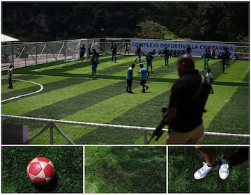 La inauguración de un campo de fútbol en un complejo deportivo en Soyapango, El Salvador.