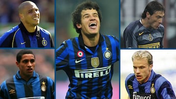 Ronaldo Nazario, Roberto Carlos, Coutinho, Pirlo y Bergkamp con el Inter de Mil&aacute;n.