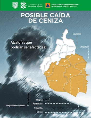 7 alcaldías de Ciudad de México, en riesgo por caída de ceniza del Popocatépetl