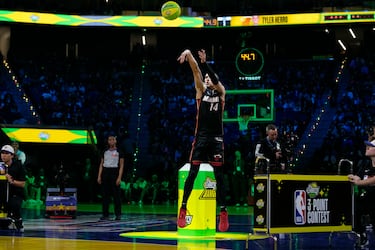 Tyler Herro, jugador de los Miami Heat, durante el Concurso de Triples.