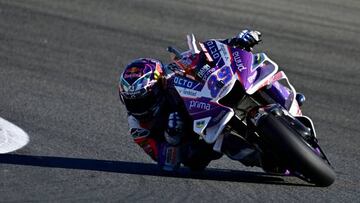 Ducati Pramac Spanish rider Jorge Martin rides during the Valencia MotoGP Grand Prix qualifying session at the Ricardo Tormo racetrack in Cheste, near Valencia, on November 5, 2022. (Photo by JAVIER SORIANO / AFP) (Photo by JAVIER SORIANO/AFP via Getty Images)