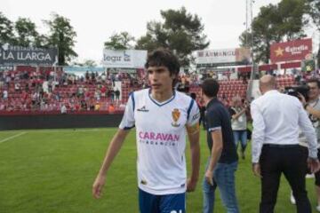 Los jugadores del Zaragoza celebran la victoria de su equipo. Vallejo.