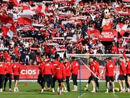 El Sevilla, en un entrenamiento en el Sánchez-Pizjuán.