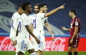4-1. Marco Asensio celebra el cuarto gol.