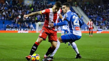 Hermoso y Portu, jugadores del Espanyol y Girona.