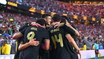 Edson Alvarez celebrates his goal 2-0 with Raul Jimenez and Gilberto Mora of Mexico during the Semi Finals match between Mexico (Mexican National Team) and Honduras as part of the 2025 CONCACAF Gold Cup at Levis Stadium, on July 02, 2025 in Santa Clara, California, United States.