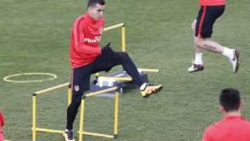 Correa, en el entrenamiento de hoy.