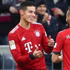 James llega a 100 goles en la victoria del Bayern Múnich