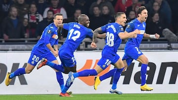 Jugadores del Getafe Cf, celebrando un gol 