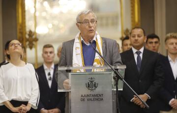 El alcalde de Valencia Joan Ribó durante la recepción en el Ayuntamiento. 