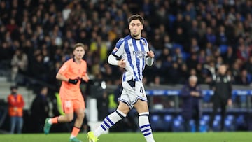 Jon Gorrotxategi en el Real Sociedad-Barcelona de LaLiga.