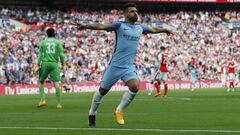 Britain Football Soccer - Arsenal v Manchester City - FA Cup Semi Final - Wembley Stadium - 23/4/17 Manchester City&#039;s Sergio Aguero celebrates scoring their first goal  Reuters / Darren Staples Livepic EDITORIAL USE ONLY. No use with unauthorized aud