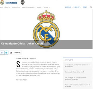 El mundo del deporte despide a Johan Cruyff en las redes sociales