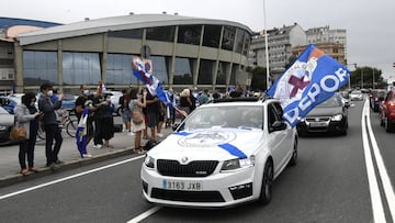 31/07/20 DEPORTIVO DE LA CORU&Ntilde;A 
 ESTADIO RIAZOR  CORONAVIRUS COVID19
 MANIFESTACION PROTESTA ASOCIACION PE&Ntilde;AS AFICIONADOS SEGUIDORES 