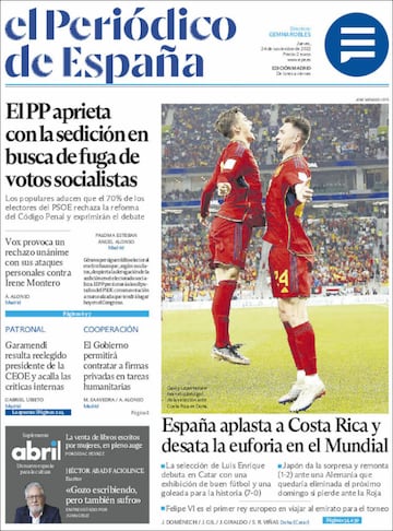 La Roja protagonista de las portadas de la prensa española