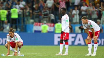 Pione Sisto, abatido tras la eliminación de Dinamarca en los octavos de final del Mundial de Rusia.
