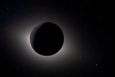 El Sol es eclipsado completamente por la Luna durante el sobrevuelo lunar de la tripulación de Artemis II, 7 de abril de 2026.