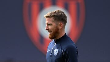 Iker Muniain, en un entrenamiento con San Lorenzo.