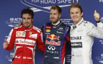 Fernando Alonso, Sebastian Vettel y Nico Rosberg.